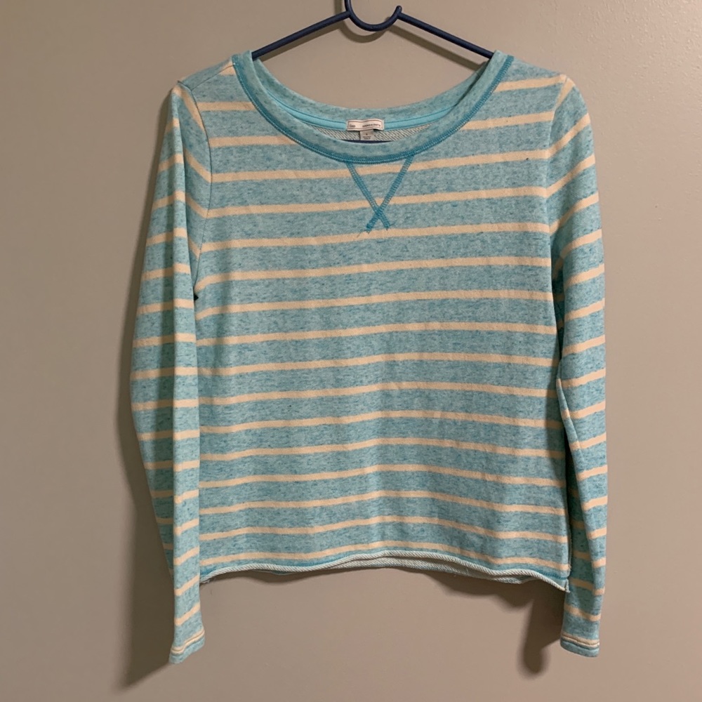 Gap Light Blue and Cream Striped Sweater
